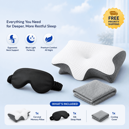 Memory Foam Cervical Pillow for Neck Pain | 2-in-1 Ergonomic Contour Orthopedic Neck Support Pillow