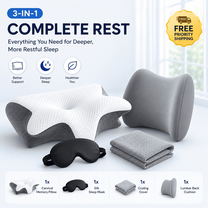 Memory Foam Cervical Pillow for Neck Pain | 2-in-1 Ergonomic Contour Orthopedic Neck Support Pillow