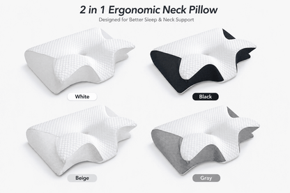 Memory Foam Cervical Pillow for Neck Pain | 2-in-1 Ergonomic Contour Orthopedic Neck Support Pillow
